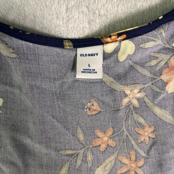 Old Navy Midi Wrap Dress Womens Large Tie Waist Floral Bloomcore Fall Transition - Picture 3 of 4